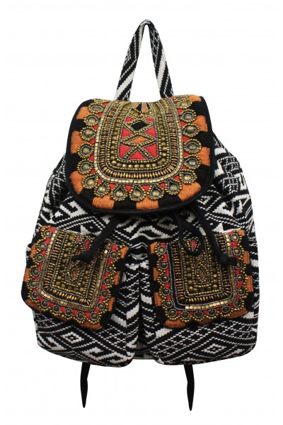 Embellished flap Backpack